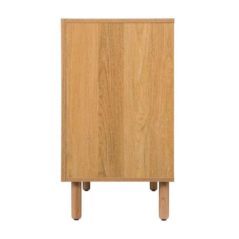 Brauner 2-türiger Schrank mit Rattaneinsätzen