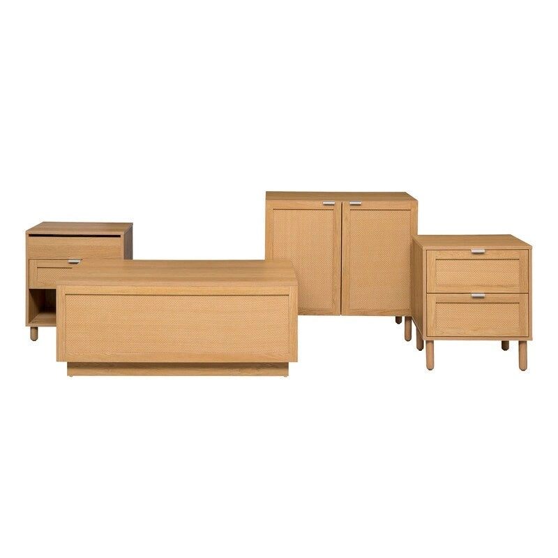 Brauner 2-türiger Schrank mit Rattaneinsätzen