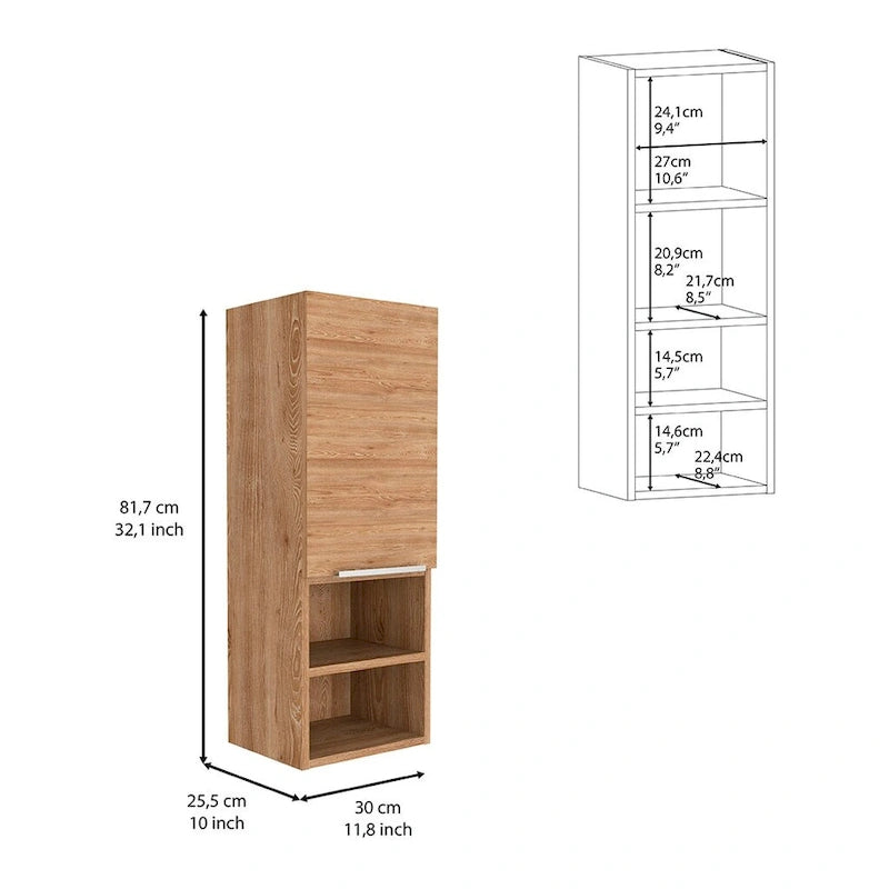 Medizinschrank mit zwei Einlegeböden, Kiefer-Finish
