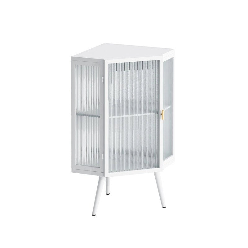 Moderner Badezimmer-Eckschrank mit 56,5 cm und Türen aus gehärtetem Glas