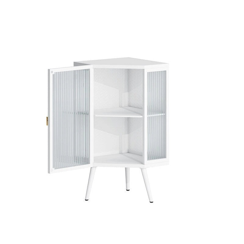 Moderner Badezimmer-Eckschrank mit 56,5 cm und Türen aus gehärtetem Glas