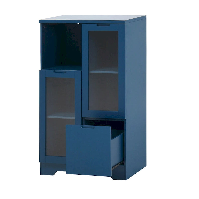 Bodenschrank aus Holz mit 2 Glastüren und verstellbaren Einlegeböden