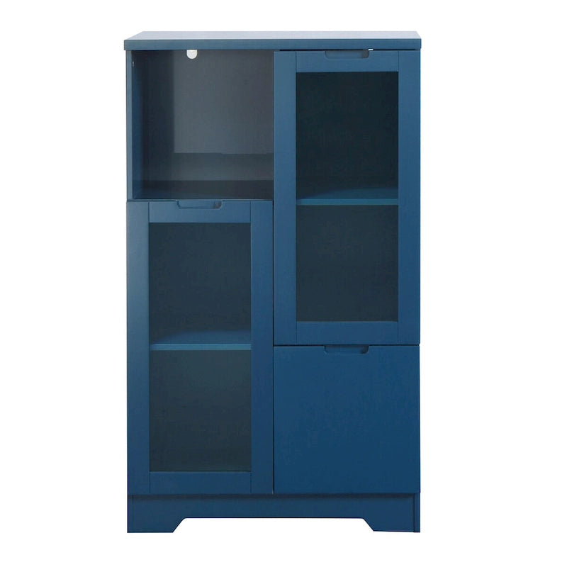 Bodenschrank aus Holz mit 2 Glastüren und verstellbaren Einlegeböden