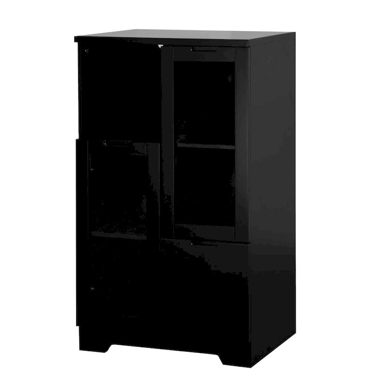 Bodenschrank aus Holz mit 2 Glastüren und verstellbaren Einlegeböden